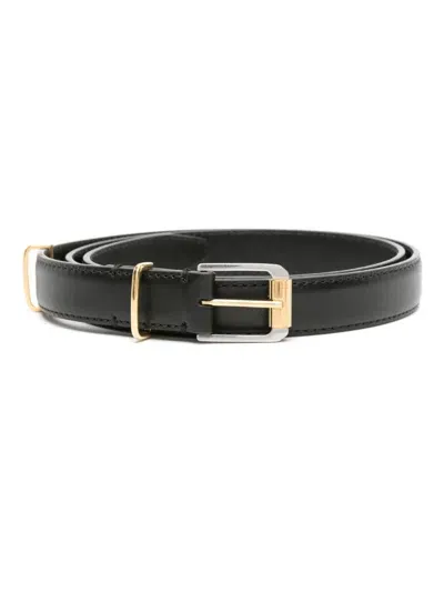 The Row Black Metallic Loop Leather Belt