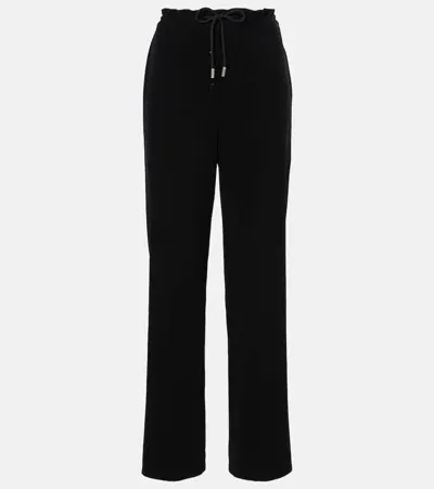 The Row Bonnette Wool-blend Crêpe Straight Pants In Black