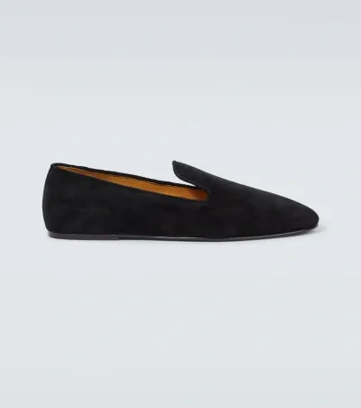 The Row Brent Suede Loafers In Black