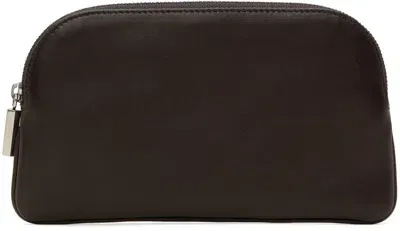 The Row Brown Ew Circle Pouch In Dark Brown Ans