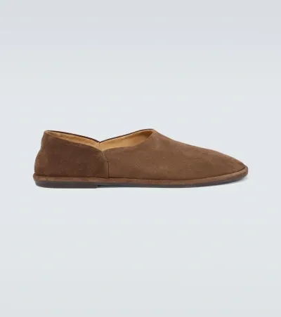 The Row Canal Suede Flats In Brown