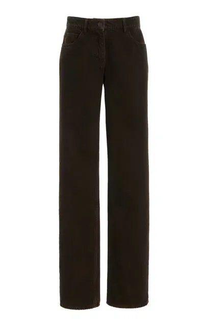 The Row Carlyl Rigid Mid-rise Straight-leg Jeans In Brown