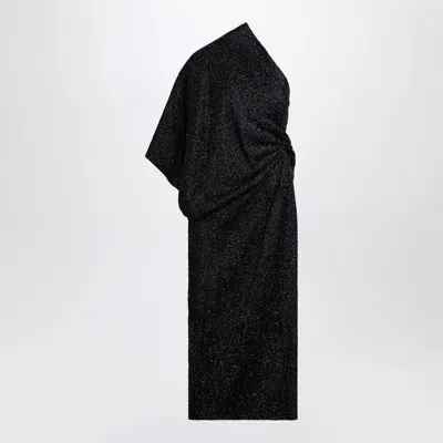 The Row Dorota Shiny Black One-shoulder Dress