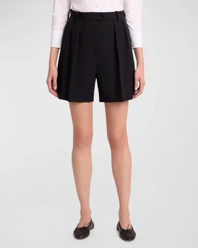 The Row Efron Tailored Wool Gabardine Shorts In Black