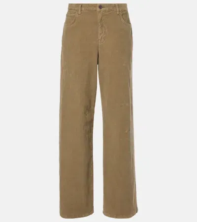 The Row Eglitta Cotton Corduroy Wide-leg Pants In Khaki