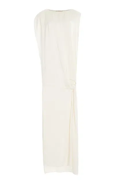 The Row Esmee Draped Jersey Crepe Maxi Dress In Ivory