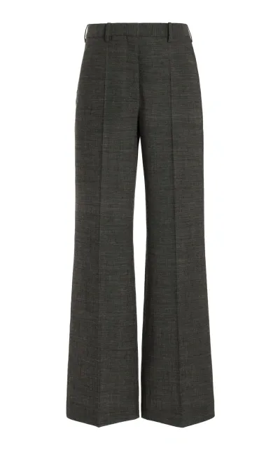 The Row Gandal Tailored Wool Flare Pants In Grey