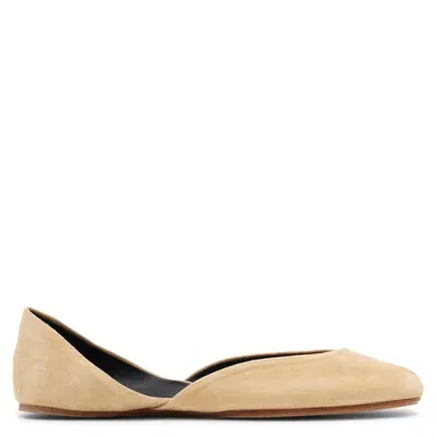 The Row Gemma Beige Suede Ballet Flats