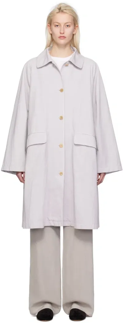 The Row Gray Garth Trench Coat In Light Grey