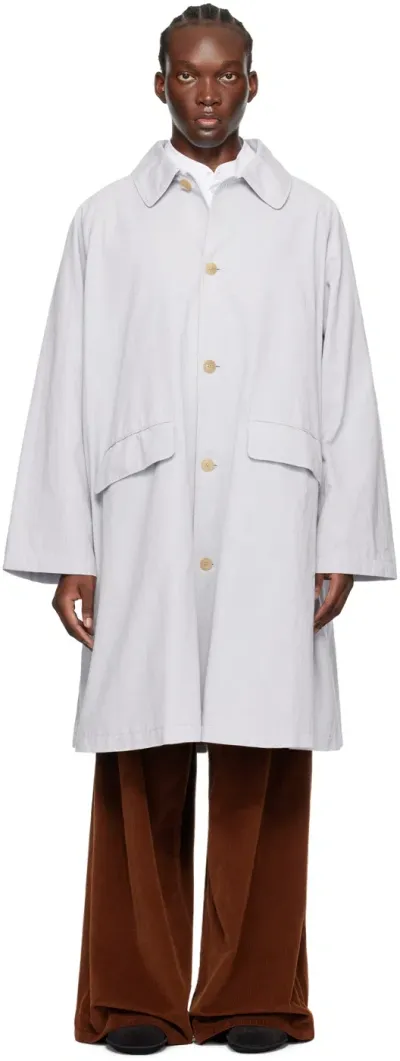 The Row Gray Garth Trench Coat In Ltg Light Grey