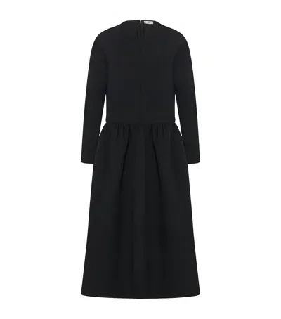 The Row Gretchen Wool Midi Dress In Black