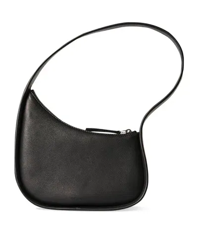 The Row Half Moon Leather Shoulder Bag In Black