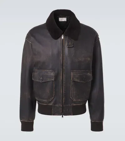 The Row Black Herzog Leather Jacket In Blk Black