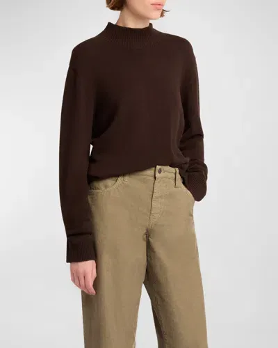 The Row Hensi Cashmere Turtleneck Top In Brown