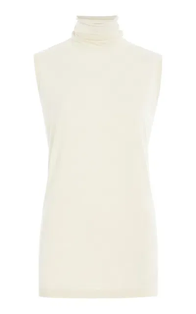 The Row Ikatu Wool Turtleneck Top In Ivory