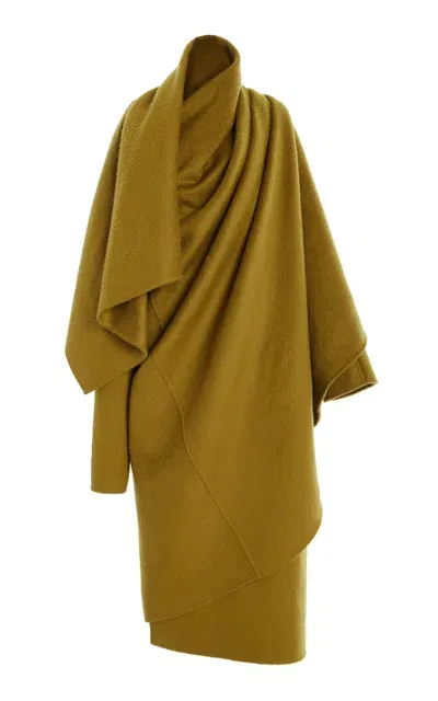 The Row Jan Asymmetric Cashmere Coat In Yellow