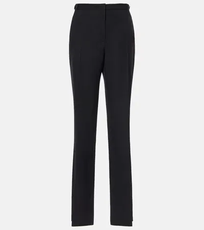 The Row Jesse Mid-rise Wool Straight Pants In Black