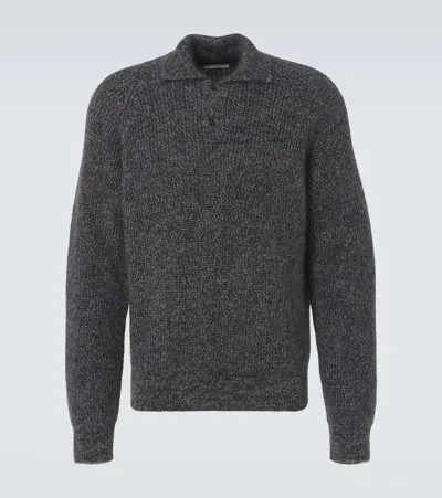 The Row Jora Mohair And Silk Polo Sweater In Grau