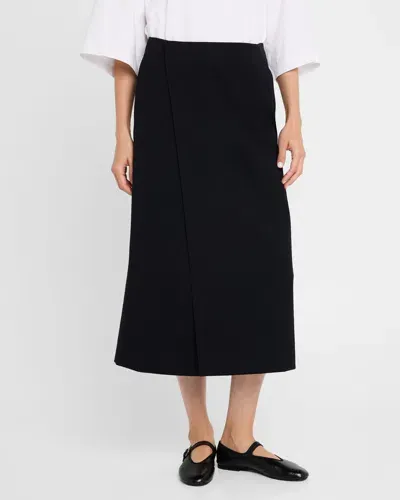 The Row Kavi Virgin Wool Wrap Skirt In Navy