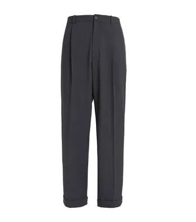 The Row Keenan Pleated Trousers In Navy