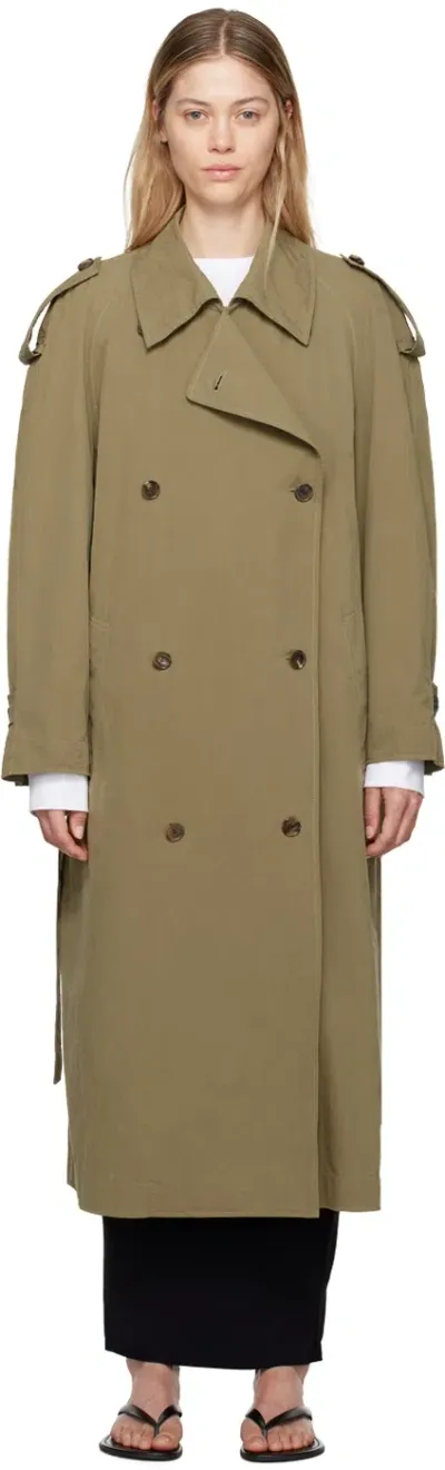 The Row Khaki Denver Down Trench Coat In Olv Olive