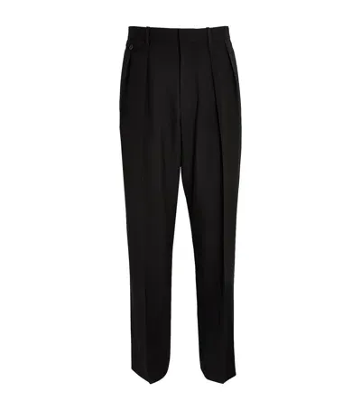 The Row Marcello Wool Straight Trousers In Black