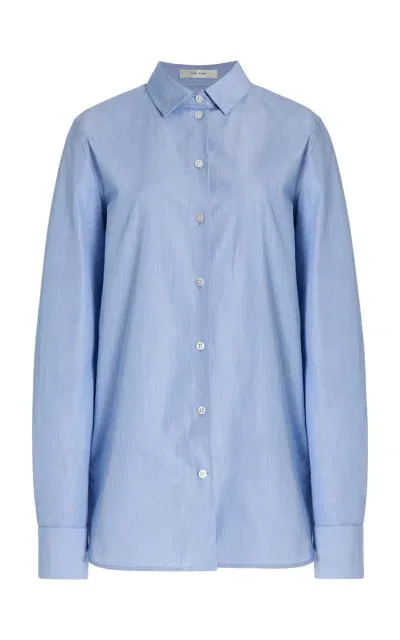 The Row Metis Cotton Shirt In Blue