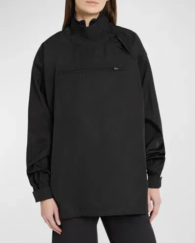 The Row Mingus Stand-collar Taffeta Jacket In Black