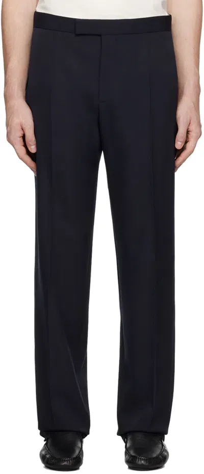 The Row Navy Rivo Trousers In Drn Dark Navy