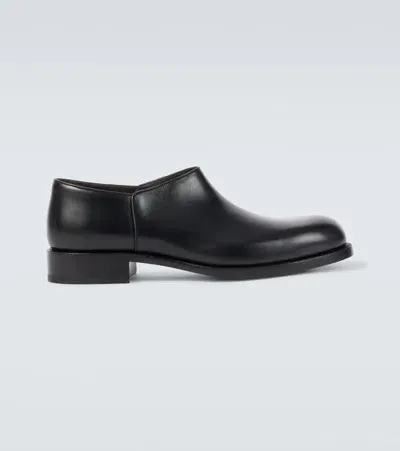 The Row Nobilis Leather Ankle Boots In Black