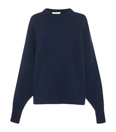 The Row Ophelia Wool-cashmere Sweater In Navy