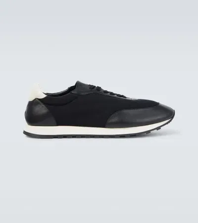 The Row Owen Leather-trimmed Sneakers In Black