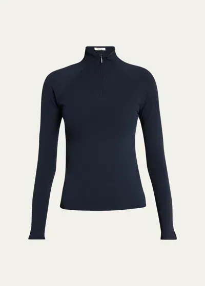 The Row Patti Quarter-zip Long-sleeve Top In Black