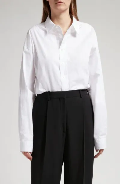 The Row Penna Long-sleeve Collared Cotton Shirt In White