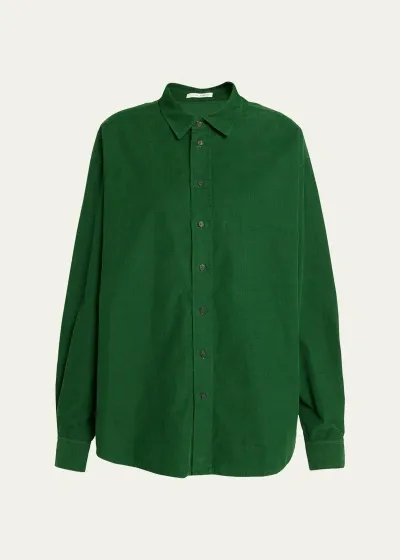 The Row Penna Oversized Shirt Jacket In Pine Green