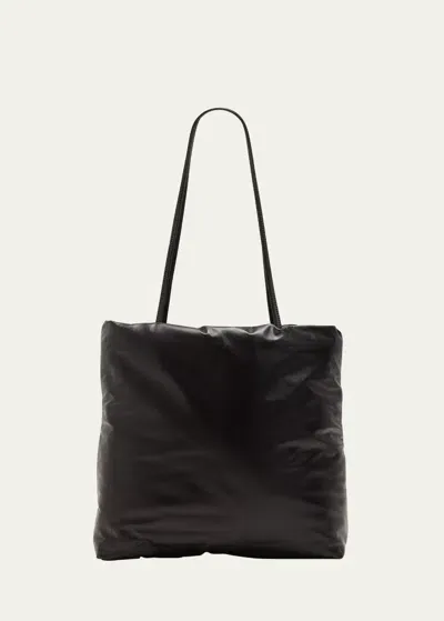 The Row Pim Tote Bag In Napa Leather In Dark Brown