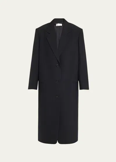 The Row Primat Straight Wool Coat In Abyss