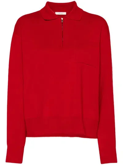 The Row Red Halvar Polo Sweater