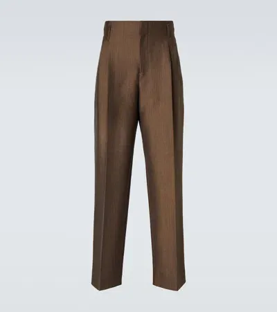 The Row Saverio Mohair And Wool Straight Pants In Brown