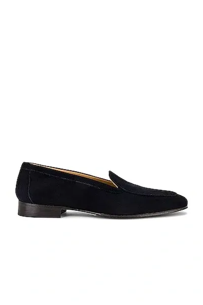 The Row Sophie Suede Easy Loafers In Deep Navy