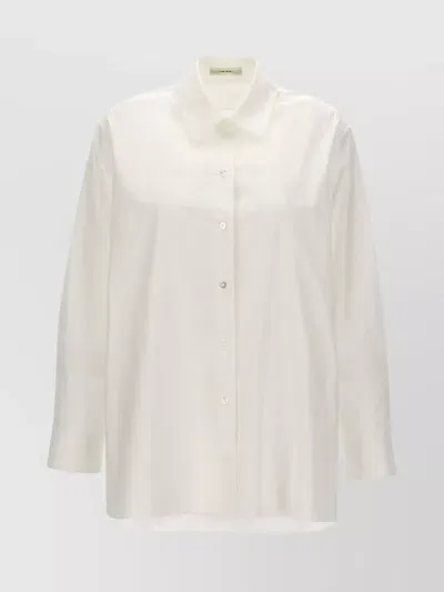 The Row Tailored Shirt With Long Sleeves And Pointed Collar In Ivory