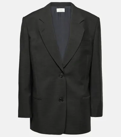 The Row Virgin Wool Blazer In Dark Grey Melange