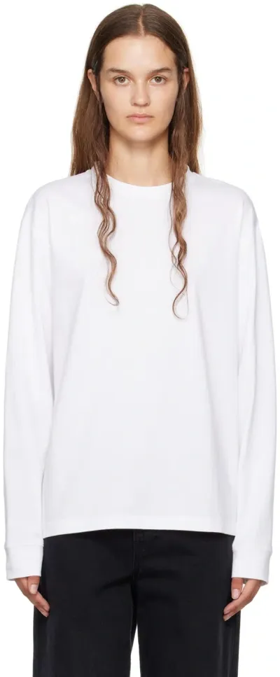 The Row White Ciles R Long Sleeve T-shirt In Wht White