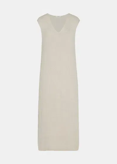 The Row Folosa Open-knit Maxi Silk Dress In Wht White