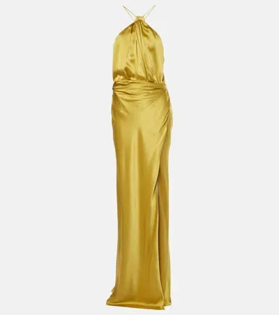 The Sei Draped Silk Gown In Yellow