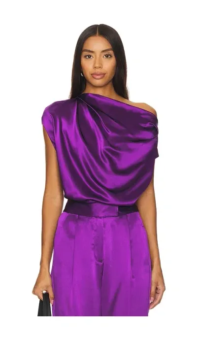 The Sei Draped Top In Eggplant