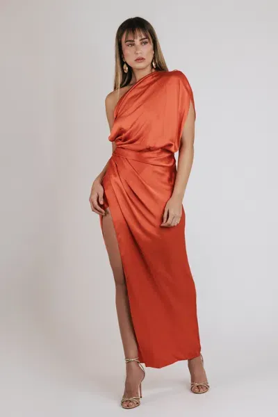 The Sei Drop Sleeve Drape Dress In Poppy In Orange