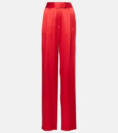 The Sei High-rise Silk Satin Wide-leg Pants In Crimson