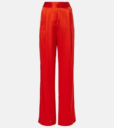 The Sei High-rise Silk Satin Wide-leg Pants In Red