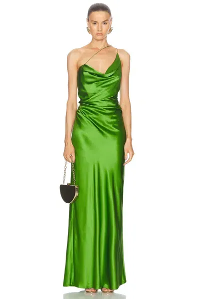 The Sei One Shoulder Cowl Gown In Leaf